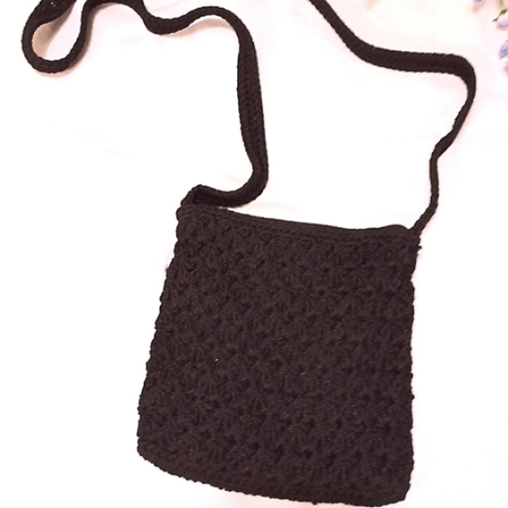🖤Black Crochet Mini Crossbody Bag EUC🖤